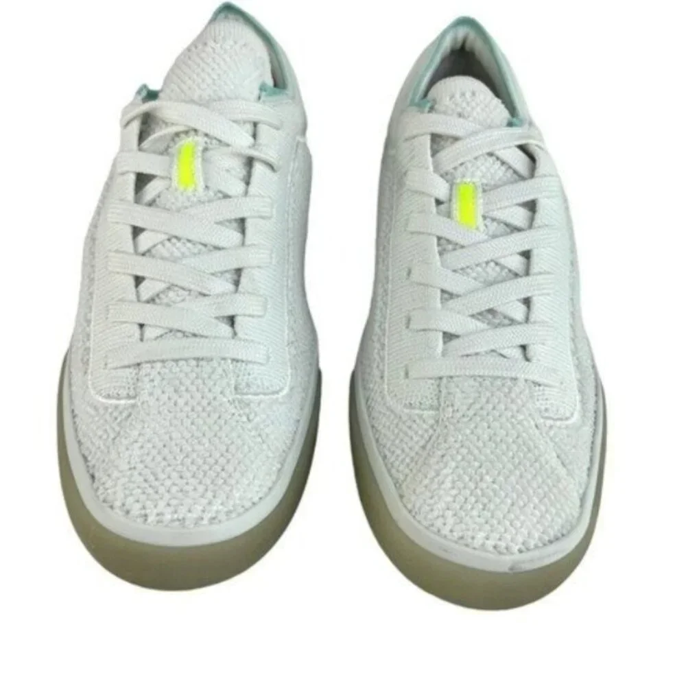 Rothys White Terry Sneakers Neon Accents